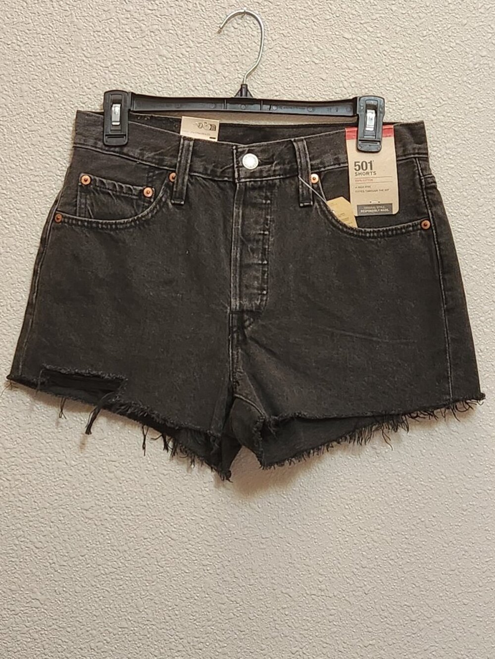 LEVI'S 501 Original Women's Black Cut-Off Jean Shorts -  Sz 27 - NEW NWT
